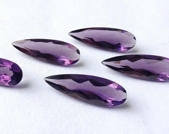 AAA+ Natural Amethyst Gemstone: Faceted Pear Shape, Calibrated Cut