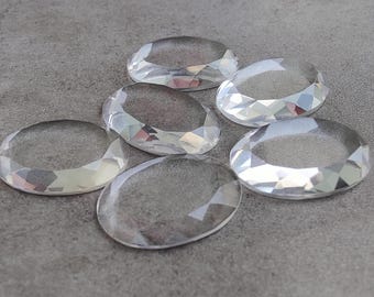 Faceted Crystal Quartz : Oval Tablet, Flat Back Calibrated Gemstones