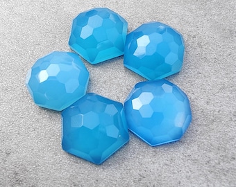 Gemas de calcedonia azul AAA+: talla hexagonal tipo panal calibrada
