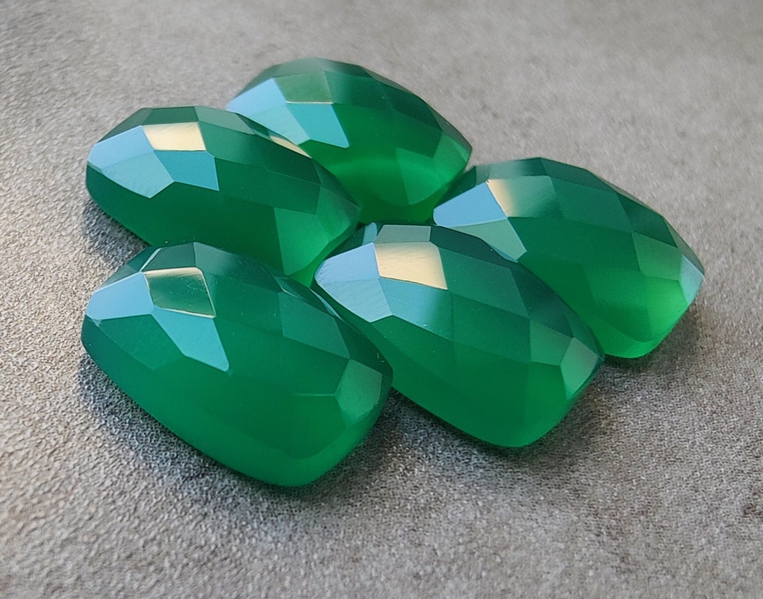 AAA+ Green Onyx Gemstone: Rectangle Cushion Checker Cut - Etsy