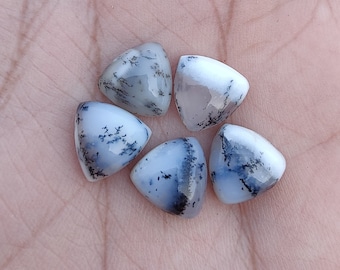 Cabochon di agata dendritica naturale di qualità AAA+: forma a trilione, retro piatto, calibrato, gemma all'ingrosso