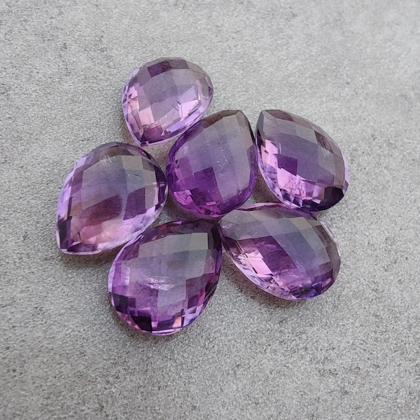 Natural Amethyst Teardrop Shape Briolette Checker Cut AAA+ Quality Calibrated Pear Shape Wholesale Gemstones, Custom Sizes Available