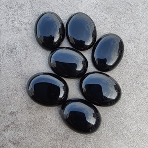 Natural Black Onyx Oval Shape Cabochon Flat Back Calibrated Wholesale AAA Quality Gemstones, All Sizes Available zdjęcie 2