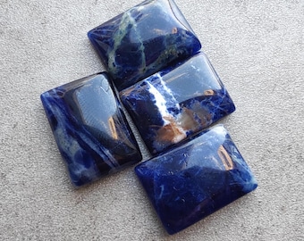 AAA+ Sodalite Cabochon: Rectangle Shape Flat Back Calibrated Gemstone
