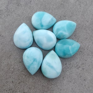 AAA+ Larimar Teardrop Cabochon: Natural Pear Gemstone