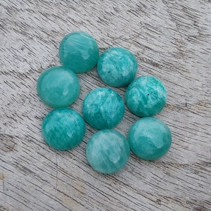 Cabochon rond en Amazonite naturelle à dos plat, calibrées en gros, pierres précieuses de qualité AAA, toutes les tailles disponibles image 4