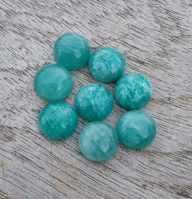 Cabochon rond en Amazonite naturelle à dos plat, calibrées en gros, pierres précieuses de qualité AAA, toutes les tailles disponibles image 4