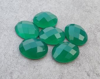 Natural Green Onyx Gemstone: Oval Checker Cut, AAA+ Quality