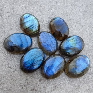 AAA Quality Natural Labradorite Oval Shape Cabochon Flat Back Calibrated Wholesale Gemstones, All Sizes Available zdjęcie 7