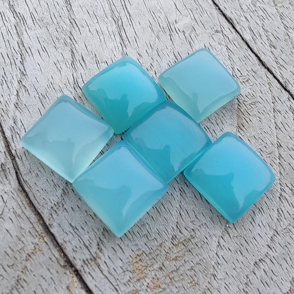 Cabochon carré en calcédoine bleue naturelle à dos plat AAA + Pierres précieuses calibrées en gros de qualité, toutes les tailles disponibles