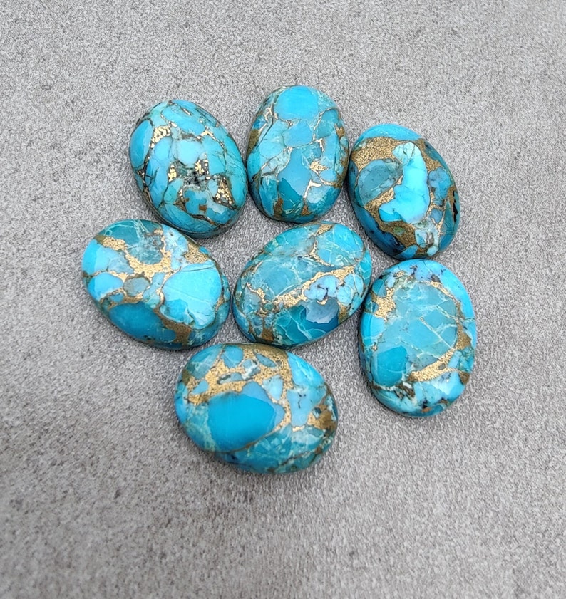 AAA Quality Natural Blue Copper Turquoise Oval Shape Cabochon Flat Back Calibrated Wholesale Gemstones, All Sizes Available image 4