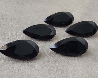 AAA+ Black Onyx : Faceted Pear Teardrop Shape Calibrated Wholesale Gemstones, All Sizes Available