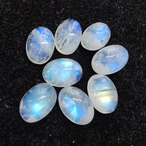 Natural Rainbow Moonstone Cabochon: Oval Flat Back Gemstone, AAA+ Quality