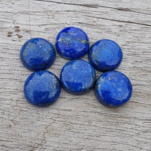 AAA Quality Natural Lapis Lazuli Round Shape Cabochon Flat Back Calibrated Wholesale Gemstones, All Sizes Available image 7