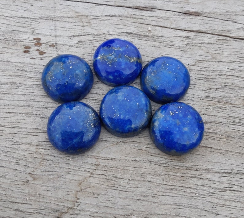 AAA Quality Natural Lapis Lazuli Round Shape Cabochon Flat Back Calibrated Wholesale Gemstones, All Sizes Available image 7