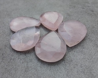 AAA+ Rose Quartz Pear Shape Tablet Cut: Natural Pink Flat Back Calibrated Gemstones