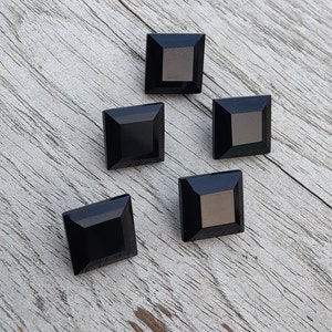 Natural Black Onyx Square Shape Faceted Cut Calibrated AAA Quality Wholesale Gemstones, All Sizes Available image 4