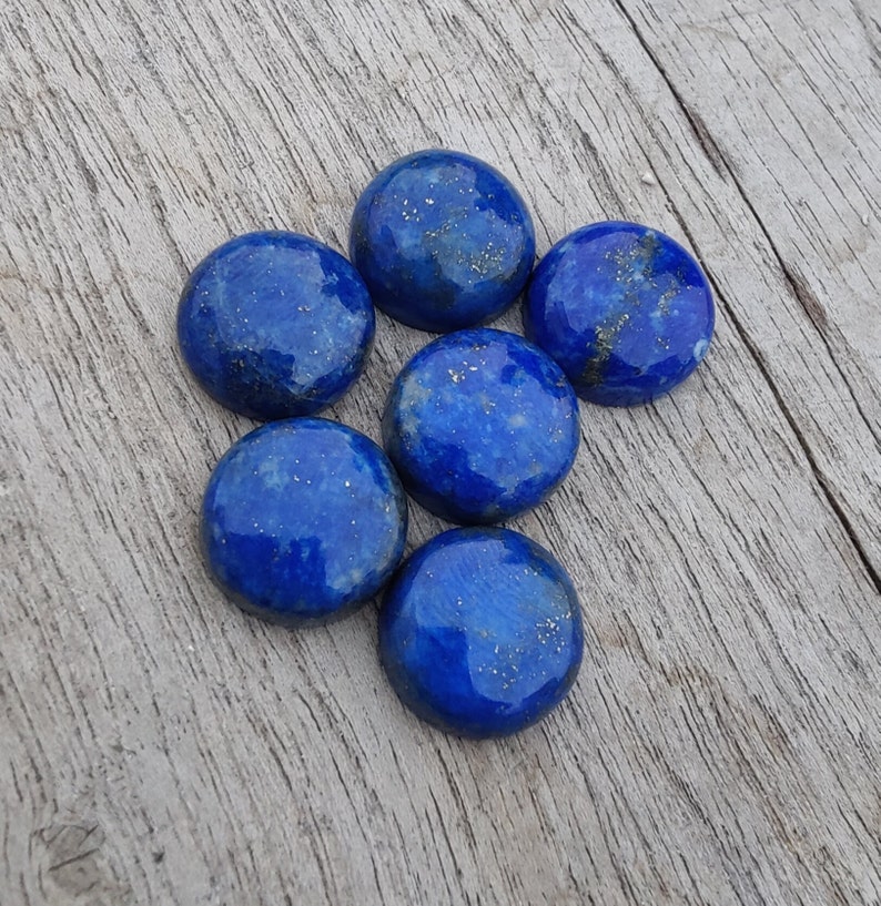 AAA Quality Natural Lapis Lazuli Round Shape Cabochon Flat Back Calibrated Wholesale Gemstones, All Sizes Available image 9