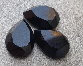 AAA Black Onyx Pear Cabochon: Teardrop Calibrted Gemstones