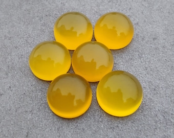 Natural Mango Chalcedony Cabochon: AAA+ Round Gemstone