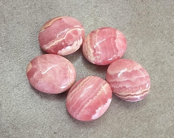 Natural Rhodochrosite Cabochon: Oval Briolette Flat Back Gemstone, AAA+ Quality