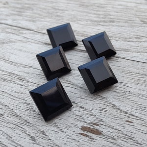 Natural Black Onyx Square Shape Faceted Cut Calibrated AAA Quality Wholesale Gemstones, All Sizes Available image 10