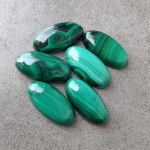 Natural Malachite Cabochon: Big Oval Flat Back Gemstone