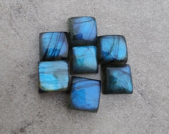 Cabochon carré en labradorite naturelle de qualité AAA + à dos plat, pierres précieuses calibrées en gros, toutes les tailles disponibles