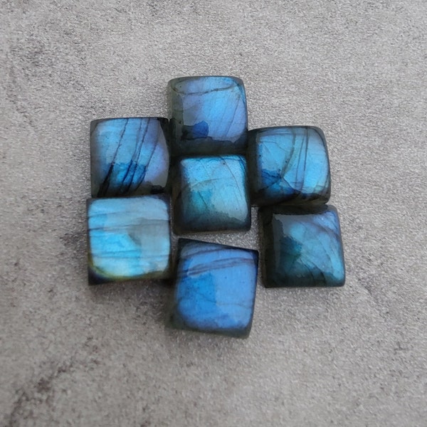 Cabochon carré en labradorite naturelle de qualité AAA + à dos plat, pierres précieuses calibrées en gros, toutes les tailles disponibles