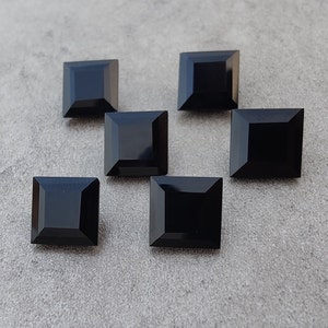 Natural Black Onyx Square Shape Faceted Cut Calibrated AAA Quality Wholesale Gemstones, All Sizes Available image 2