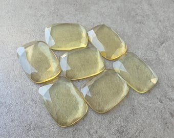 Natural Lemon Quartz Cushion Gemstone, Tablet Cut Flat Back, AAA+ Quality Wholesale