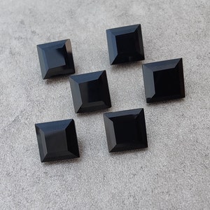 Natural Black Onyx Square Shape Faceted Cut Calibrated AAA Quality Wholesale Gemstones, All Sizes Available image 9