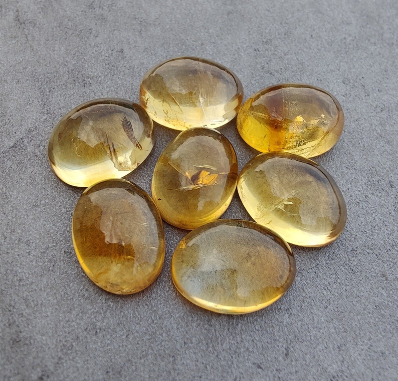 Cabochon en citrine naturelle à dos plat, forme ovale, calibrées AAA , pierres précieuses de qualité en gros, tailles personnalisées disponibles image 2