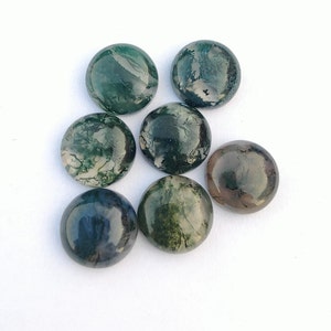 Cabochon rond à dos plat en agate mousse naturelle de qualité AAA , pierres précieuses calibrées en gros, toutes les tailles disponibles image 8