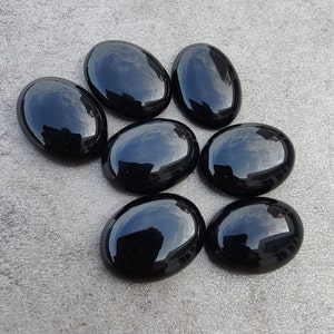 Natural Black Onyx Oval Shape Cabochon Flat Back Calibrated Wholesale AAA Quality Gemstones, All Sizes Available zdjęcie 4