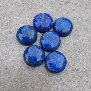 AAA Quality Natural Lapis Lazuli Round Shape Cabochon Flat Back Calibrated Wholesale Gemstones, All Sizes Available image 8