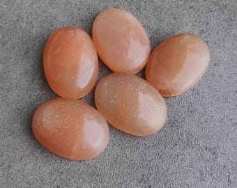 Natural Peach Moonstone Cabochon: AAA+ Oval Gemstone