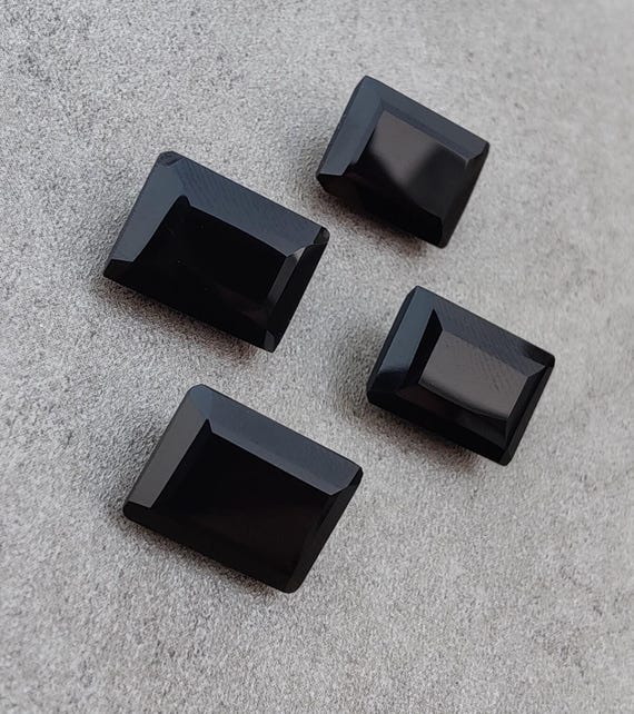 Natural Black Onyx : Rectangle Faceted Cut, AAA+ Quality Calibrted Gemstones