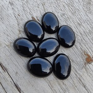 Natural Black Onyx Oval Shape Cabochon Flat Back Calibrated Wholesale AAA Quality Gemstones, All Sizes Available zdjęcie 3