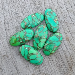 Top Quality Natural Green Copper Turquoise Big Oval Shape Cabochon Flat Back Calibrated Wholesale Gemstones, All Sizes Available