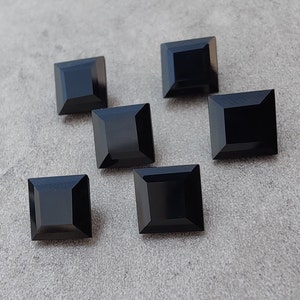 Natural Black Onyx Square Shape Faceted Cut Calibrated AAA Quality Wholesale Gemstones, All Sizes Available image 5