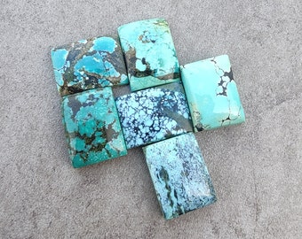 AAA+ Quality Natural Tibetan Turquoise Rectangle Shape Cabochon Flat Back Calibrated Wholesale Gemstones, All Sizes Available