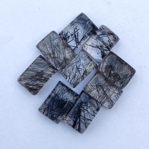 Black Rutile Rectangle Cabochon: AAA+ Quality Calibrated Gemstone