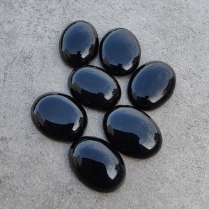 Natural Black Onyx Oval Shape Cabochon Flat Back Calibrated Wholesale AAA Quality Gemstones, All Sizes Available zdjęcie 6