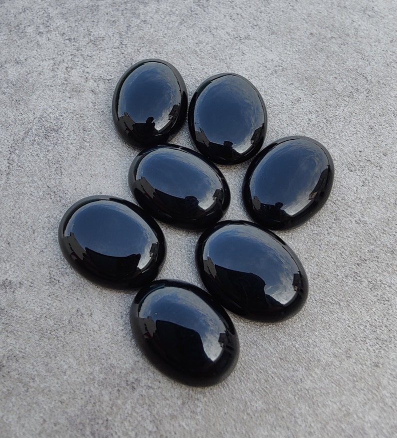 Natural Black Onyx Oval Shape Cabochon Flat Back Calibrated Wholesale AAA Quality Gemstones, All Sizes Available zdjęcie 6