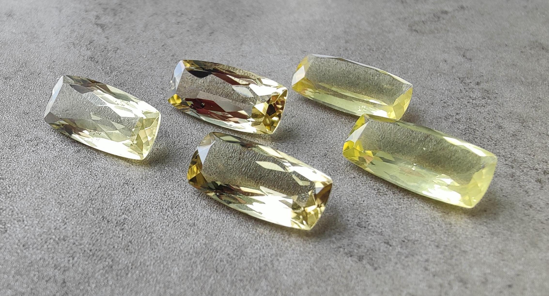 AAA+レモンクォーツ：大きなクッションファセットカット、キャリブレー