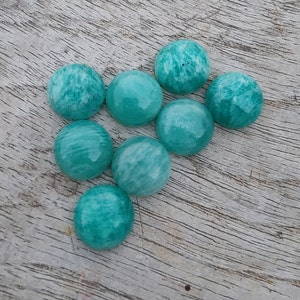 Cabochon rond en Amazonite naturelle à dos plat, calibrées en gros, pierres précieuses de qualité AAA, toutes les tailles disponibles image 8