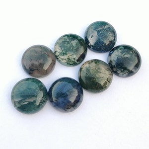 Cabochon rond à dos plat en agate mousse naturelle de qualité AAA , pierres précieuses calibrées en gros, toutes les tailles disponibles image 7