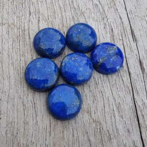 AAA Quality Natural Lapis Lazuli Round Shape Cabochon Flat Back Calibrated Wholesale Gemstones, All Sizes Available image 5