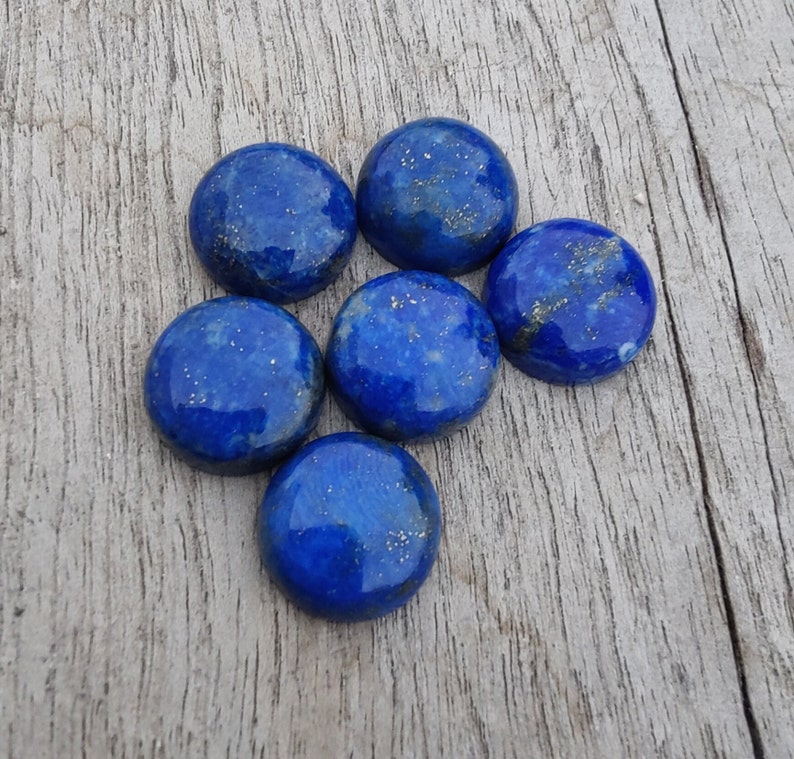 AAA Quality Natural Lapis Lazuli Round Shape Cabochon Flat Back Calibrated Wholesale Gemstones, All Sizes Available image 5